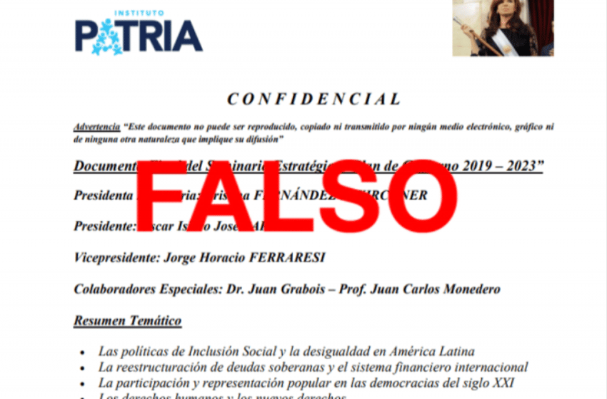 Viral en WhatsApp: es falso el supuesto documento confidencial del Instituto Patria
