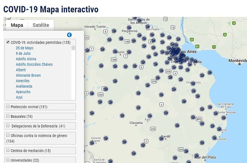 Crean un mapa interactivo con las actividades autorizadas en cada municipio