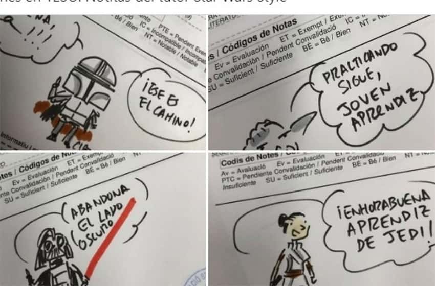 Los dibujos virales que un profesor le hizo a sus alumnos para anunciarles los resultados de sus exámenes