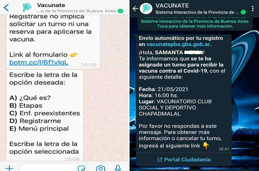 El chat de la provincia de Buenos Aires incorpora información sobre el plan de vacunación