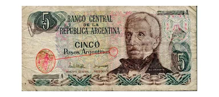 billete de cinco pesos