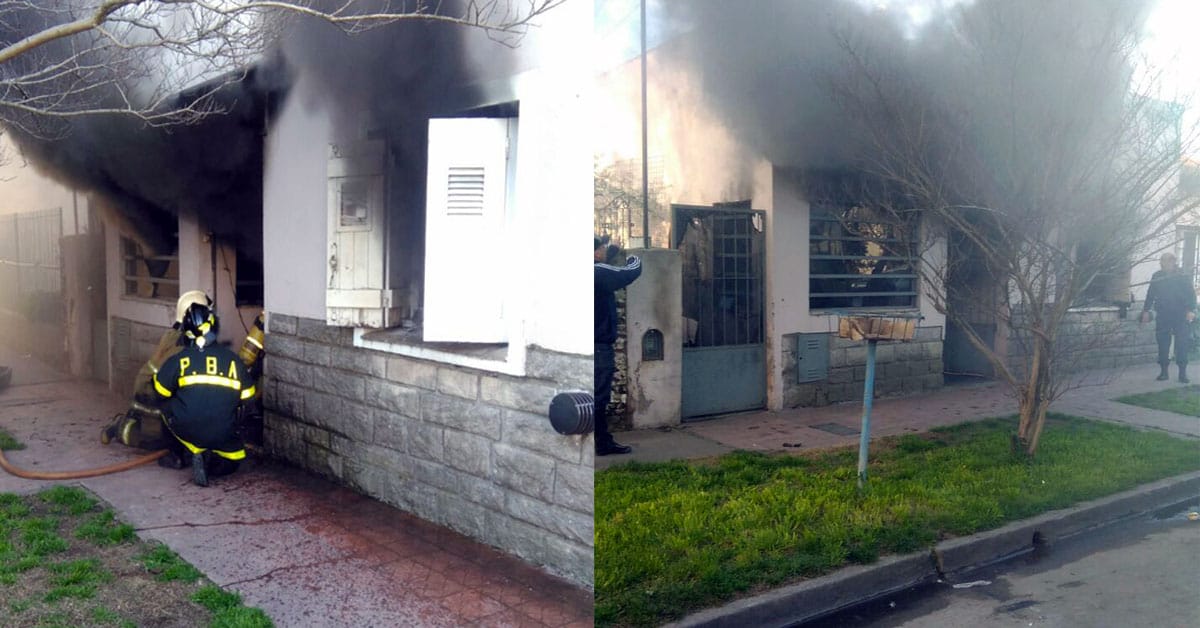 Rescataron a una anciana mientras se incendiaba su casa