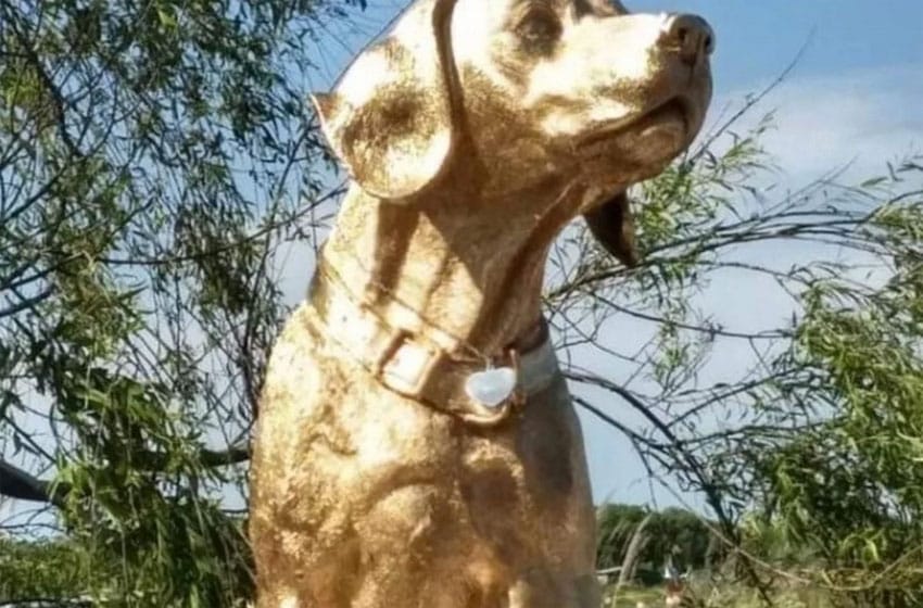 Inauguraron un monumento en honor a Rubio, el perro asesinado en Mar del Tuyú