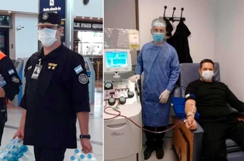 El policía que se contagió cuando recibía vuelos de repatriación y se recuperó, ahora dona plasma