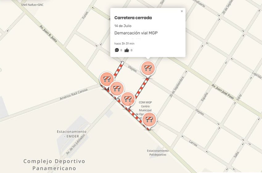 Se podrán ver los cortes de calle por trabajos del Emvial a través de una aplicación móvil
