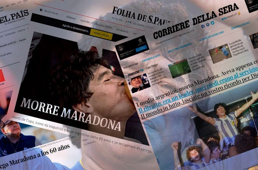 La muerte de Maradona llega a la tapa de todos los medios digitales del mundo