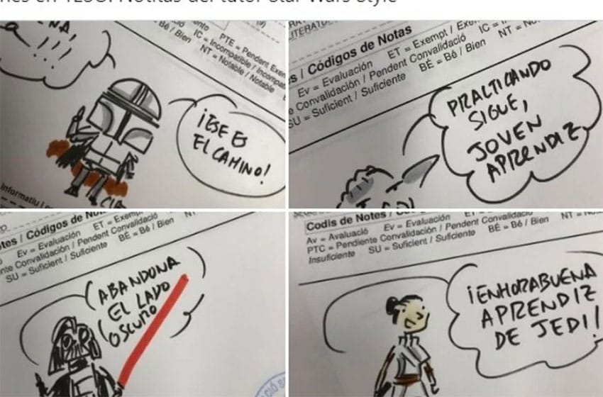 Los dibujos virales que un profesor le hizo a sus alumnos para anunciarles los resultados de sus exámenes