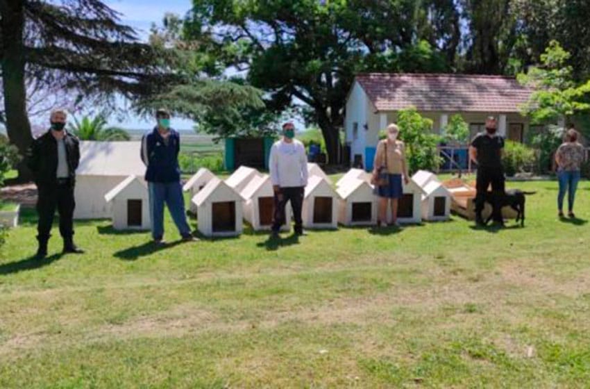 Presos elaboraron cuchas y camas para un refugio de perros de Baradero