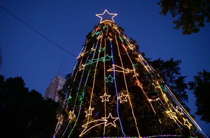 Todo listo para iluminar el árbol navideño de Mar del Plata