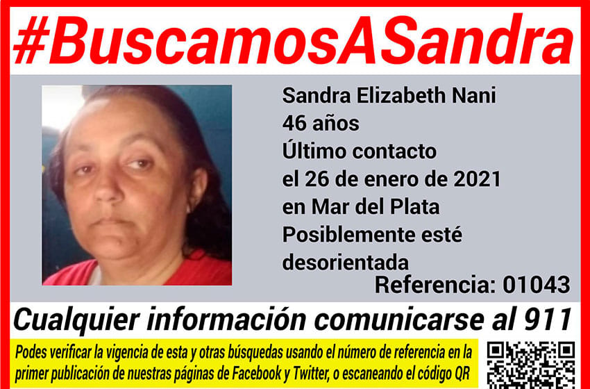 Buscan a Sandra, desaparecida en Mar del Plata