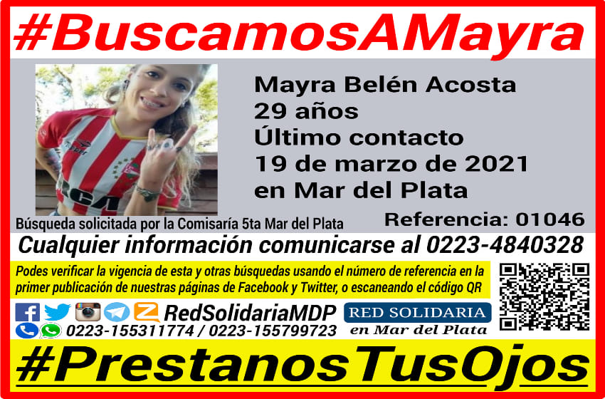 Buscamos a Mayra: despareció una joven de 29 años en Mar del Plata