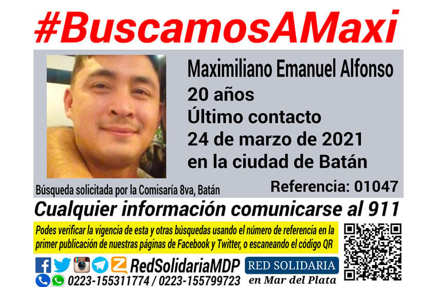 Buscamos a Maxi: desapareció un joven de 20 años en Batán