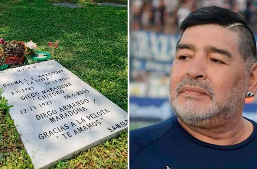 “Tres ramitos de flores secas”: denuncian que la tumba de Maradona está abandonada