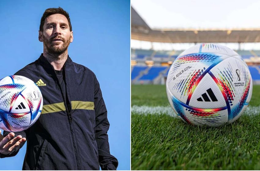 La pelota para el Mundial de Qatar se llama “Al Rihla” y Messi ya posó con ella