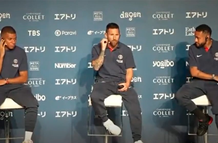 Messi le hizo de traductor a Neymar en Japón: el cómico momento de la presentación de los astros del PSG en Tokio