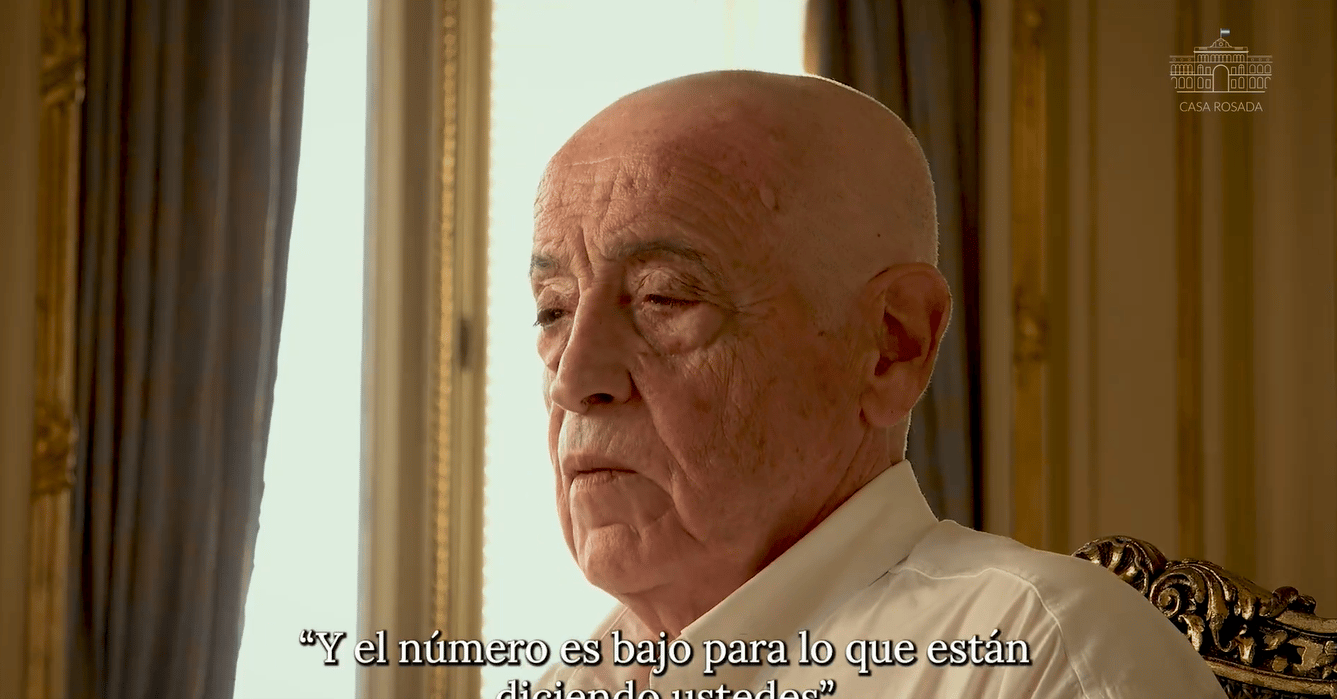 El ex guerrillero Luis Labraña en el video que publicó la Casa Rosada.