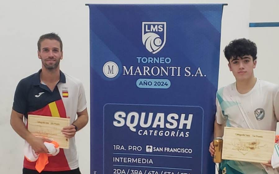 Los protagonistas de la final en la primera fecha de la Liga Marplatense de Squash, Gonzalo Miranda y Segundo Portabales