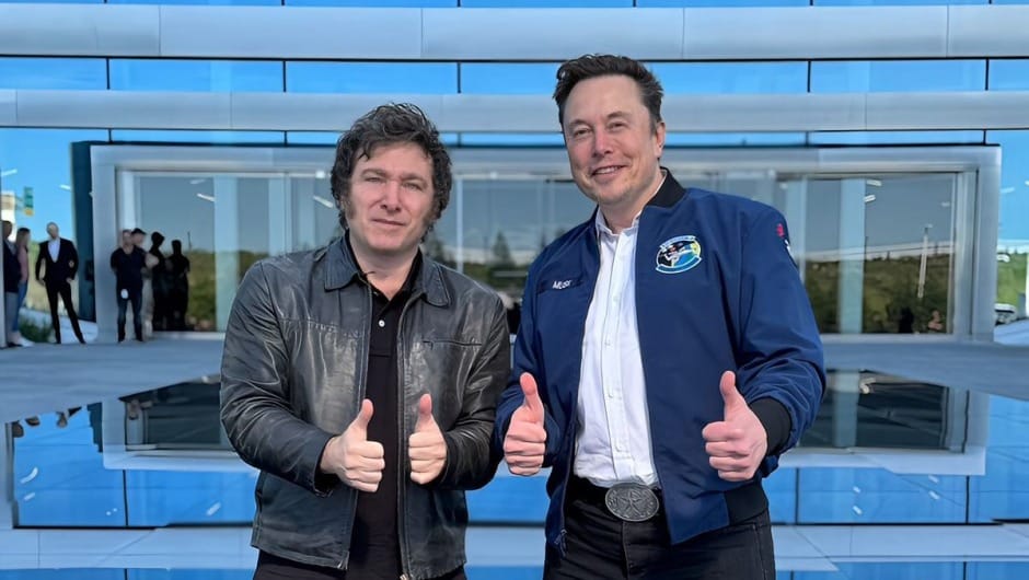 El presidente Milei junto a Elon Musk