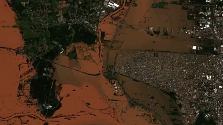 Las impactantes imágenes satelitales de las inundaciones en Brasil